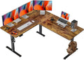 FEZIBO 63' L Shaped Standing Desk - Adjustable Corner Standing Desk L Shape, L-Shaped Adjustable Table with Splice Board, Vintage-Brown