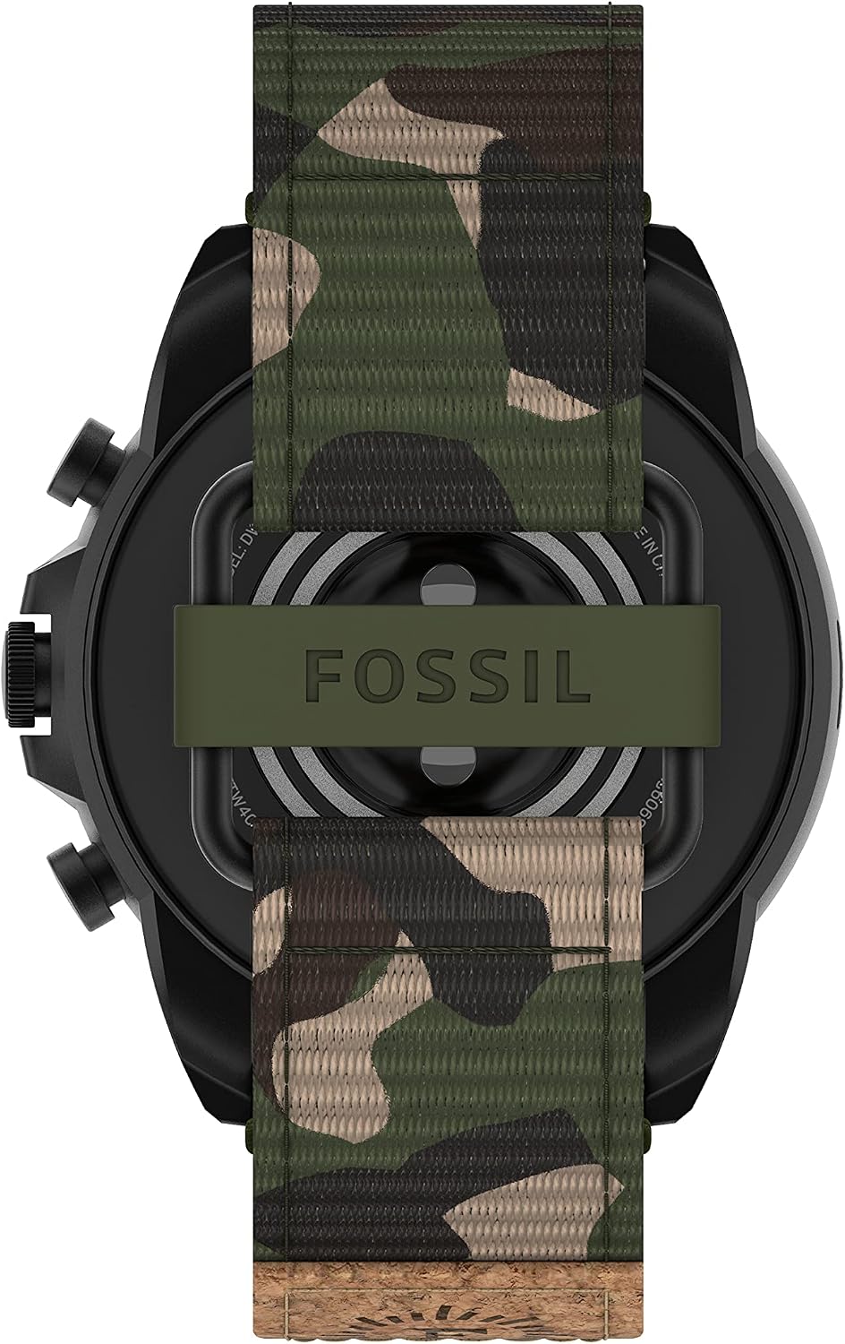Fossil Men's Gen 6 44mm Stainless Steel and Cork Touchscreen Smart Watch, Stainless steel, Color: Black, Camo (Model: FTW4063V)