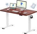 FLEXISPOT EN1 One-Piece Standing Desk with 1-Inch Thick Seamless Desktop, 48'x24' Electric Height Adjustable Desk for Home Office, Multi-Monitor Setups & Easy Assembly, Mahogany