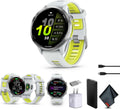 Garmin Forerunner 970 Running Smartwatch, GPS Fitness Smart Watch for Men and Women, Titanium with Whitestone Case and Whitestone/Translucent Amp Yellow Band Bundle with P-Bank + More