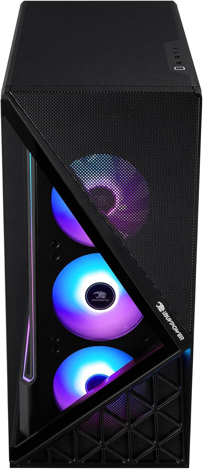 iBUYPOWER Slate Black Gaming PC Desktop Computer AMD Ryzen 7 8700F CPU, AMD Radeon RX 9060XT 8GB GPU, 32GB DDR5 RGB 5200MHz RAM, 2TB NVMe SSD, Windows 11 Home, Gamer Keyboard and Mouse - SBA7R96XT03