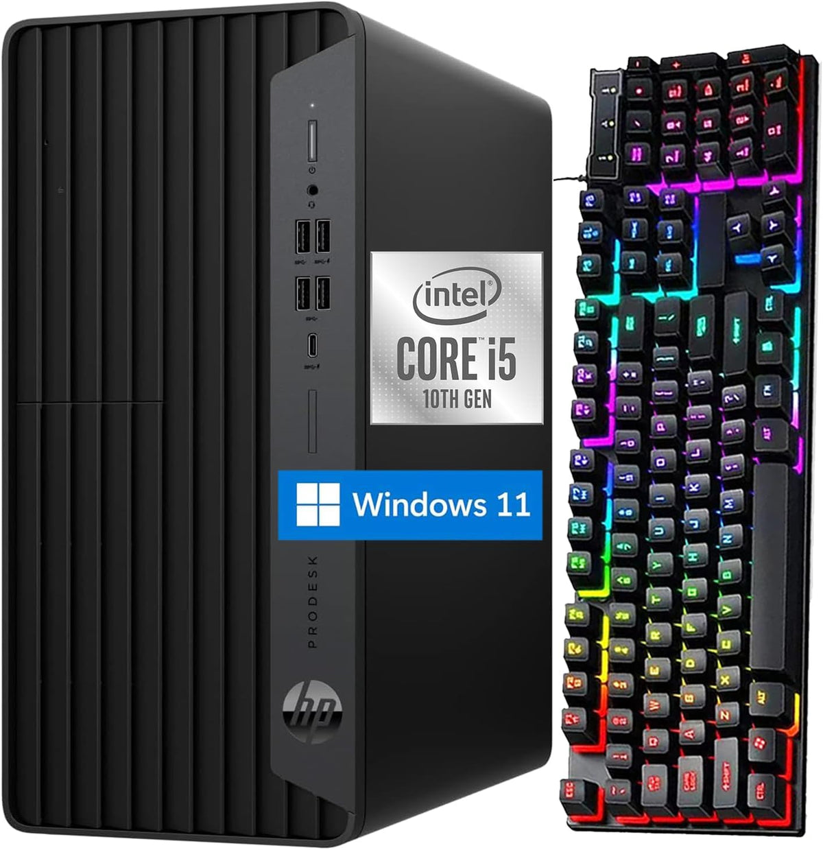 HP Prodesk 600 G6 Tower PC Desktop Computer, Intel Core i5-10500 Up to 4.50 GHz, 16GB DDR4 Ram, 512GB NVMe SSD, RGB Keyboard Mouse, Windows 11 Pro (Renewed)