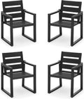 Cozyman HDPS Outdoor Dining Chairs Set of 4, 350LBS, Patio Dining Chairs with Armrest, All Weather Outdoor Kitchen Chairs with Square Frame Legs for Outdoor Indoor, Lawn, Garden, Backyard, Black