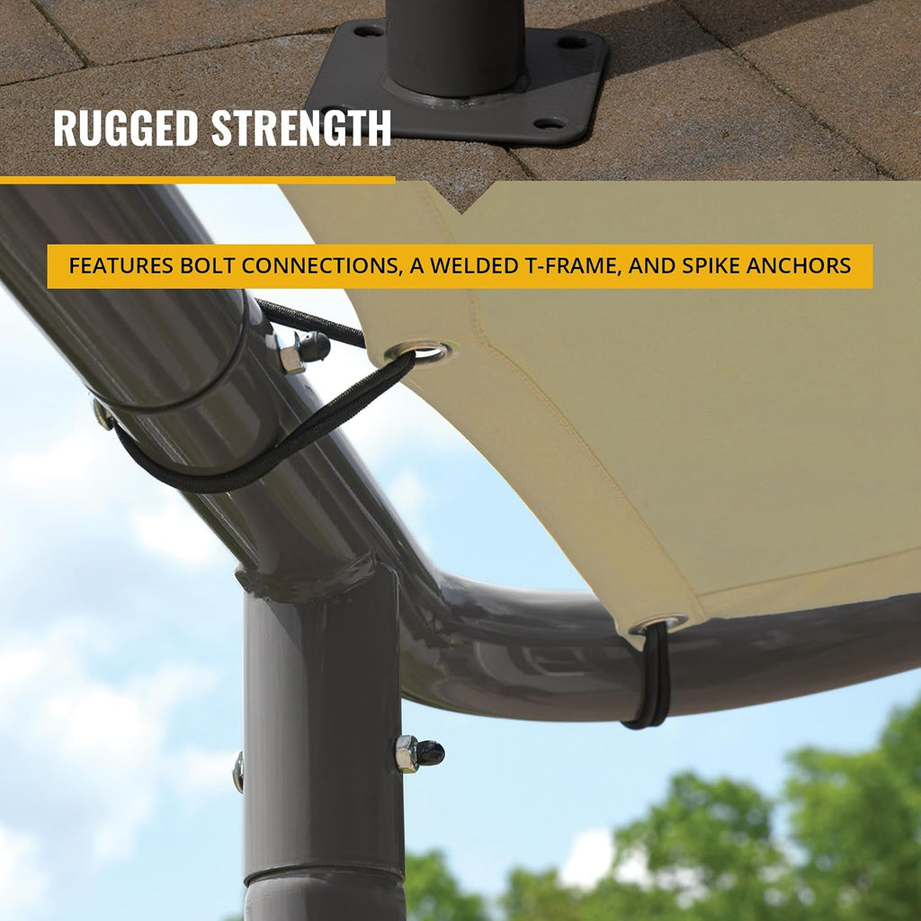 ShelterLogic 10' x 6' Solano Gazebo Canopy Charcoal Carbon Steel Frame and Water-Resistant and Sun Protection Tan Cover