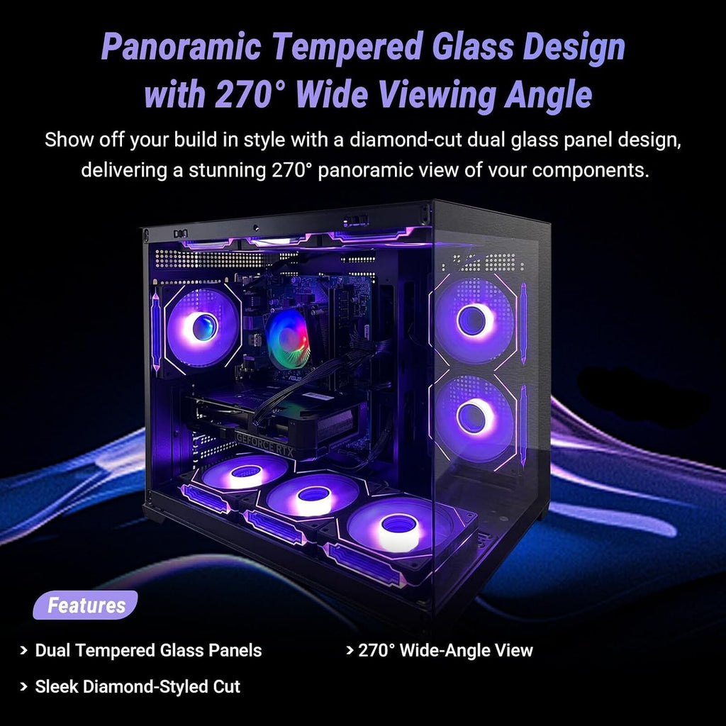 Gaming PC Computer Desktop – i7 Xeon E5 3.20 GHz 12-Core Processor, GeForce GTX1660 6GB, 16GB RAM, 512GB SSD + 1TB HDD, Wi-Fi 6 & Bluetooth 5.4, 9 ARGB Fans, Windows 11 Pro, 650W PSU