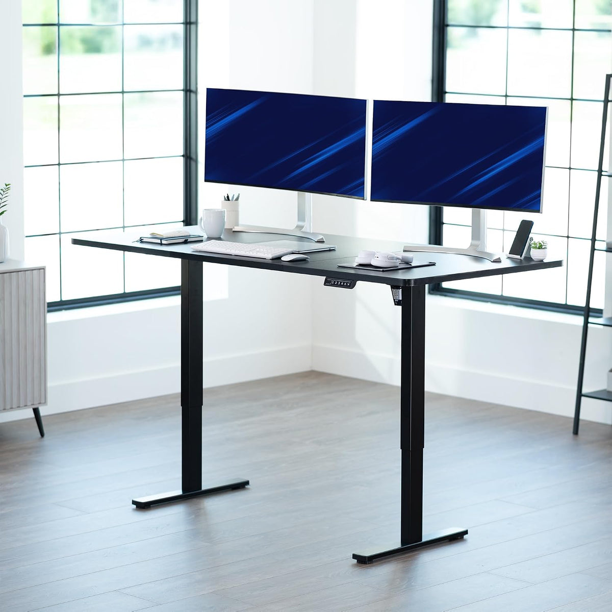 VIVO Electric 71 x 36 in Standing Desk, Memory Height Adjustment, 1B Series, Holds 220 lbs, Black Top Black Frame, DESK-KIT-1B7B-36