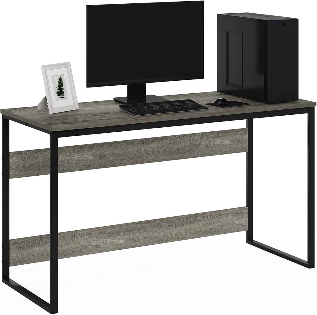Furinno Moretti Computer Desk, Gaming Desk with Metal Frame, Office Desk, 52' Width, for Home Office, Gaming, Study, Grey Oak