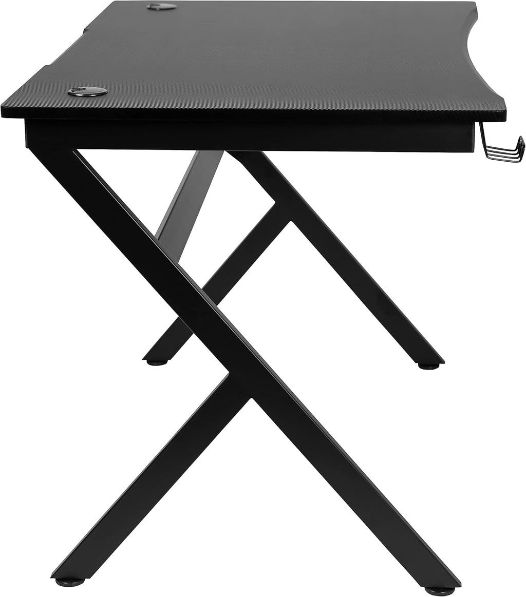 Flash Furniture Duncan Gaming Desk 45.25' x 29' Computer Table Gamer Workstation with Headphone Holder and 2 Cable Management Holes, Set of 1,Black