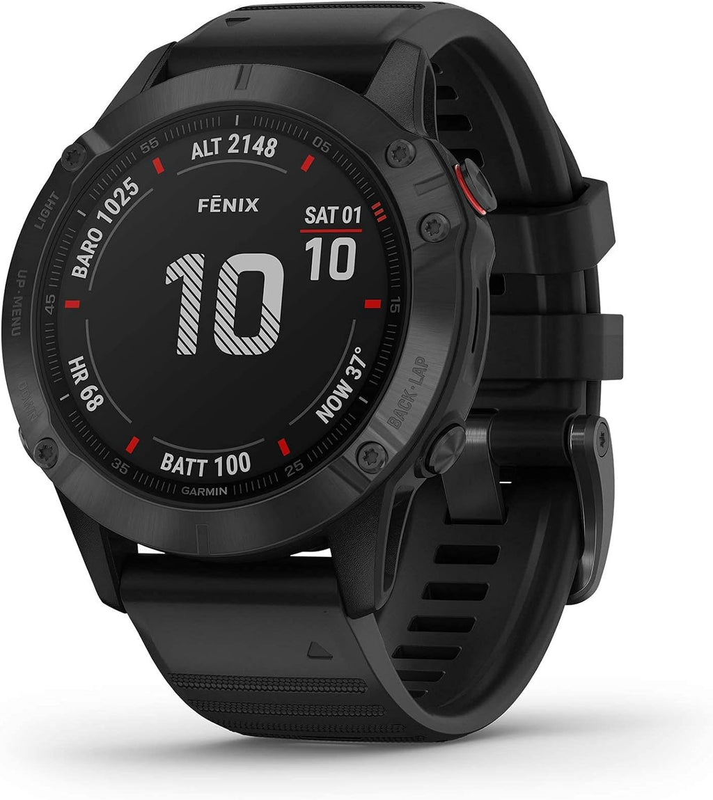Garmin Fenix 6 Pro, Premium Multisport GPS Watch, Features Mapping, Music, Grade-Adjusted Pace Guidance and Pulse Ox Sensors, Black (Renewed)