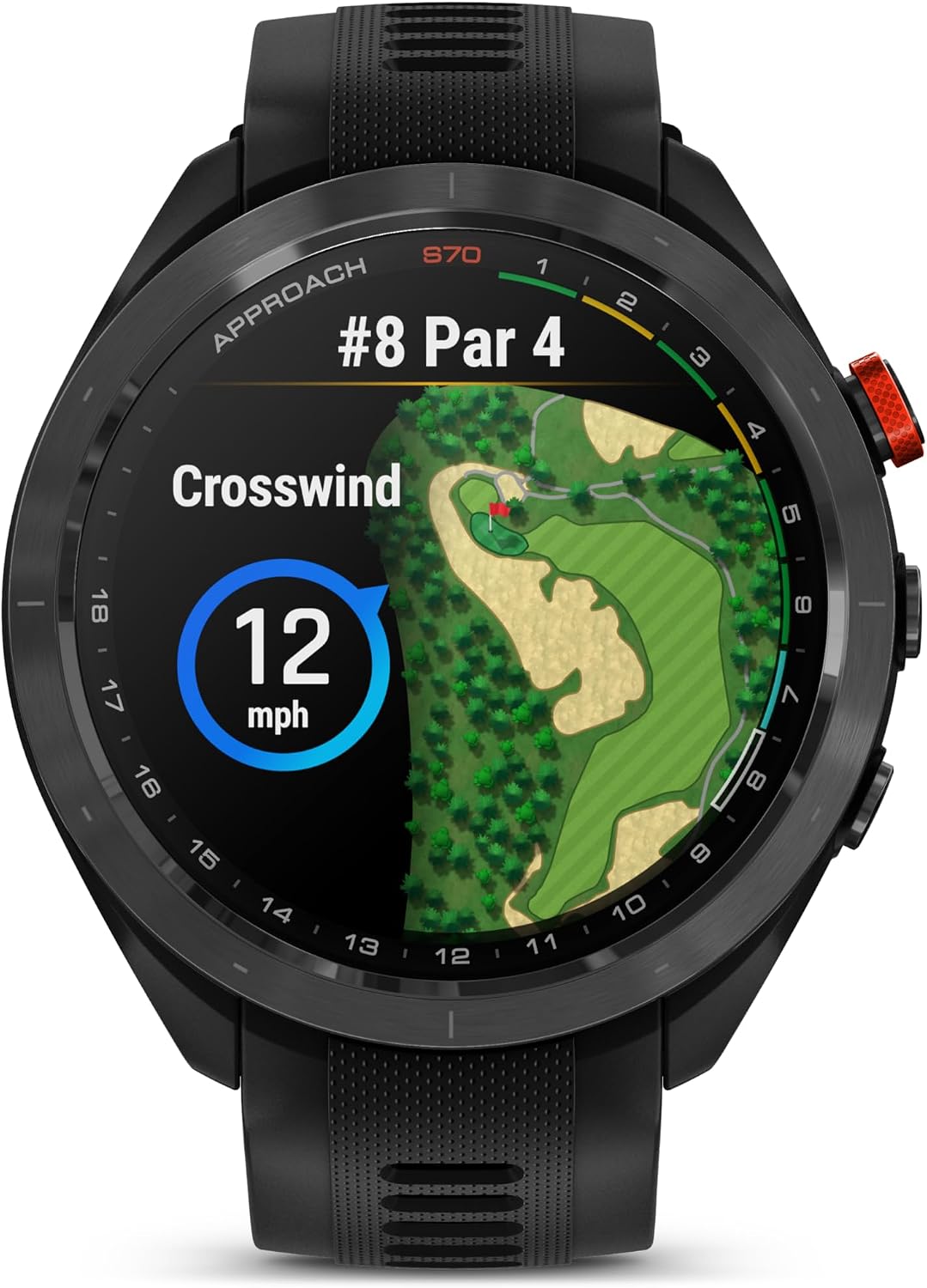 Garmin Approach® S70-47 mm Black Ceramic Bezel with Black Silicone Band (Refurbished)