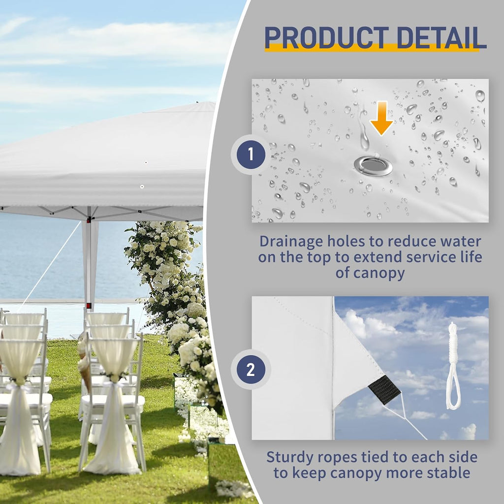 VINGLI 10x20 Pop Up Canopy Tent with Sidewalls, Outdoor Gazebo Canopy Tent, Patio Event Tents Outdoor Event Shelter for Parties (White)
