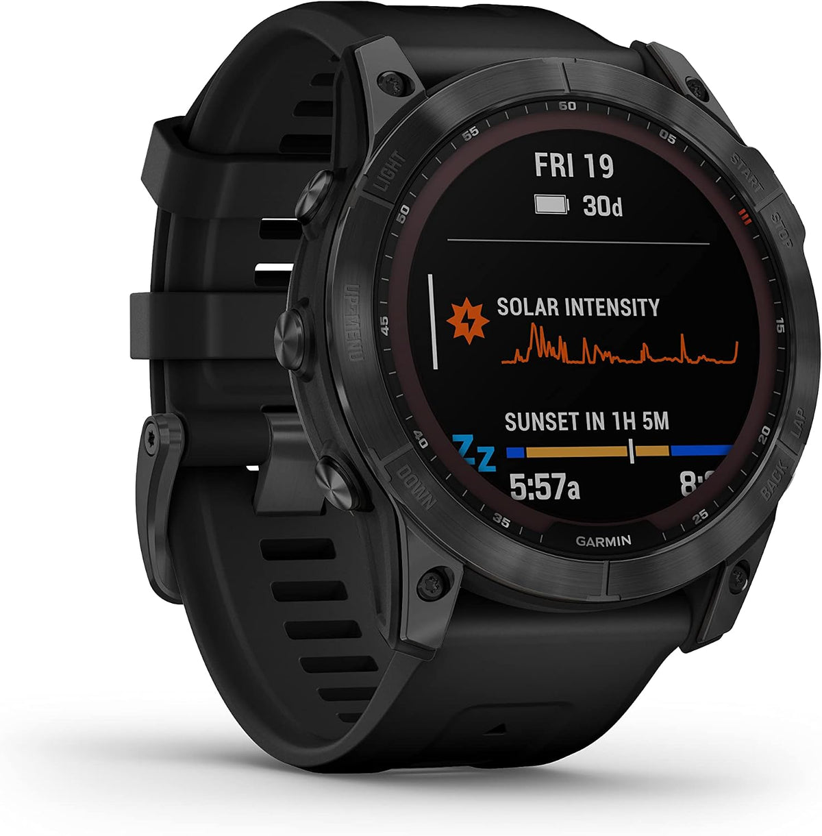 Garmin Fenix 7X Solar-Powered Waterproof 1.4-Inch Display Multisport GPS Watch with Built-in LED Flashlight and Bluetooth (Slate Gray with Black Band)