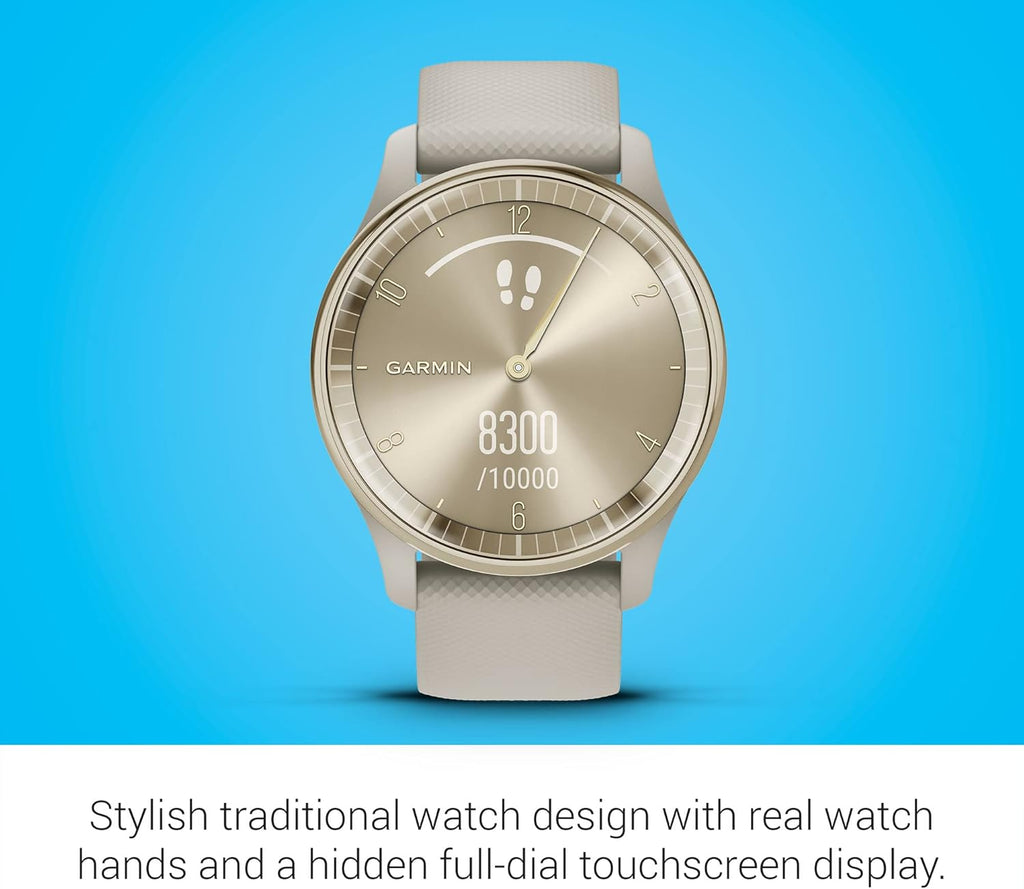 Garmin vívomove Trend, Stylish Hybrid Smartwatch, Long-Lasting Battery Life, Dynamic Watch Hands and Touchscreen Display, French Gray