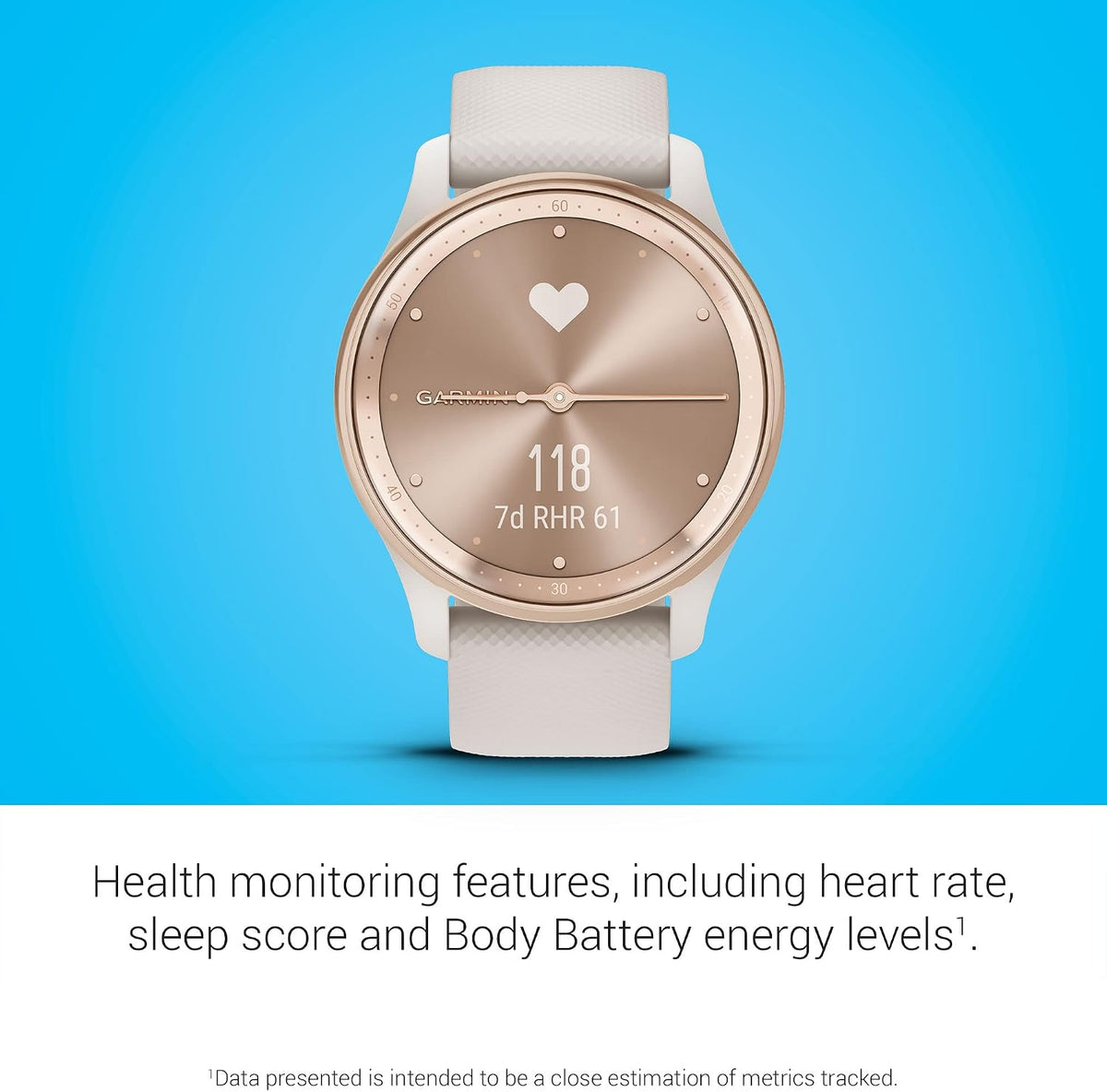 Garmin vívomove Trend, Stylish Hybrid Smartwatch, Long-Lasting Battery Life, Dynamic Watch Hands and Touchscreen Display, Peach Gold Stainless Steel Bezel with Ivory Case and Silicone Band