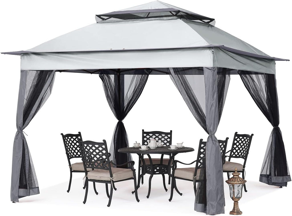 MASTERCANOPY Patio Gazebo Outdoor Pop Up Gazebo with Mesh Walls (11x11,Dark Gray)