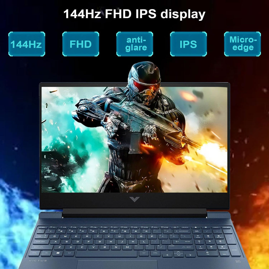 HP Victus 15.6 i5 Gaming Laptop, 15.6' FHD 1920*1080 144Hz, Intel Core i5-12450H, NVIDIA GeForce RTX 3050, 16GB RAM, 1TB SSD, Backlit KB, Touchpad, SD Card Reader, Webcam, HDMI, Wi-Fi 6, W11 H, Blue
