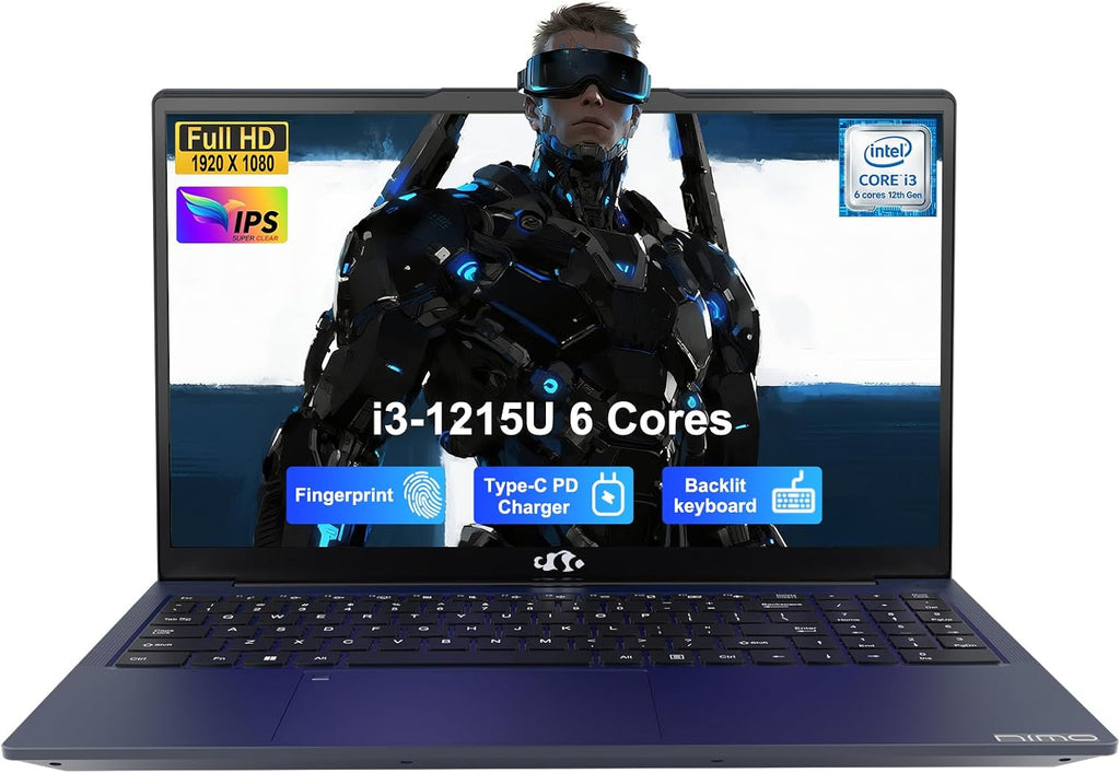 NIMO 15.6' IPS FHD-Laptop, Intel 6 Cores I3-1215U (Up to 4.4GHz, Beat Ryzen 5 7520U) 32GB RAM 1TB SSD Student Computer with 65W Type C Backlit Keyboard Fingerprint Wi-Fi 6, for Business