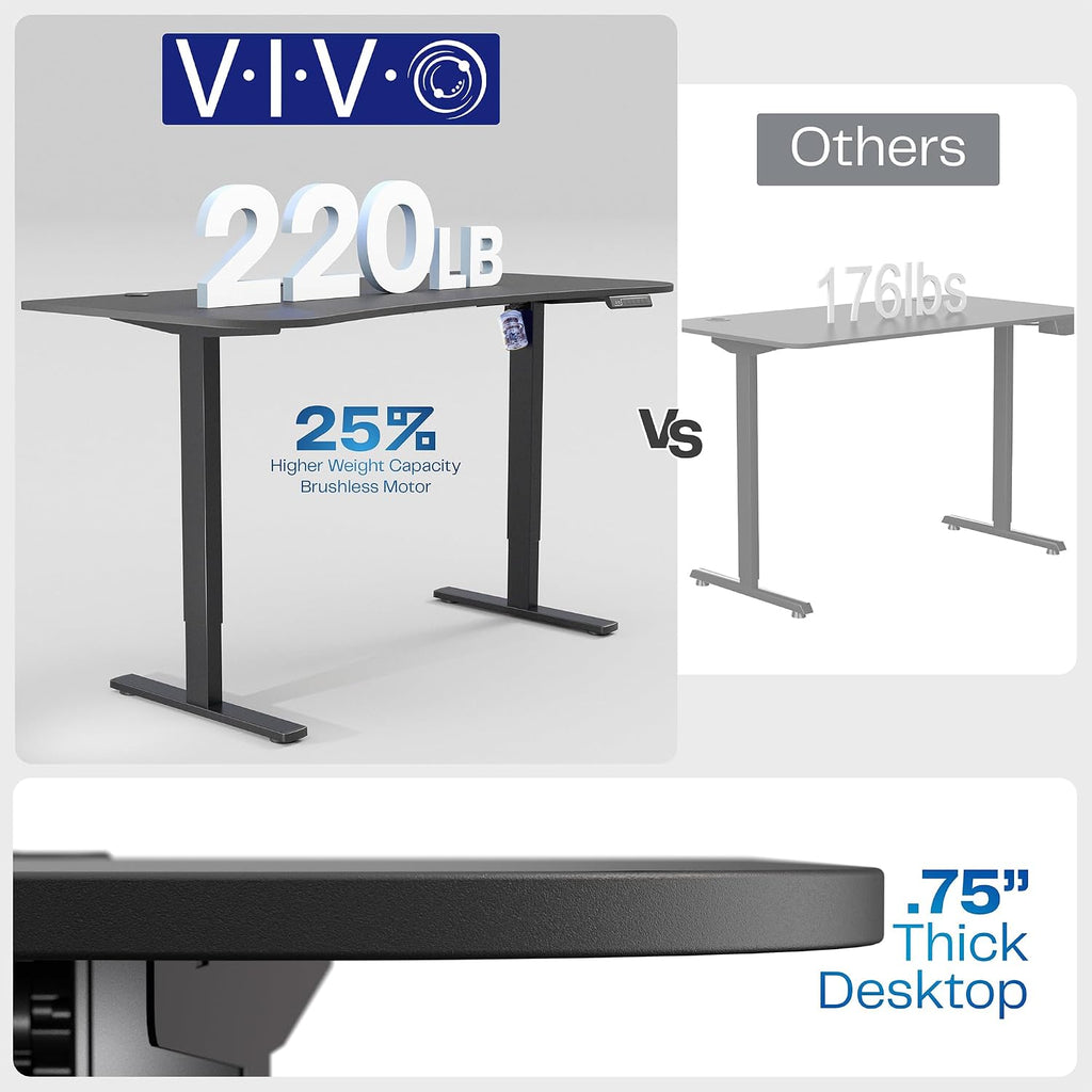 VIVO Electric 63 x 32 in Standing Desk, Memory Height Adjustment, 1B Series, Holds 220 lbs, Black Top Black Frame, DESK-KIT-1B1B