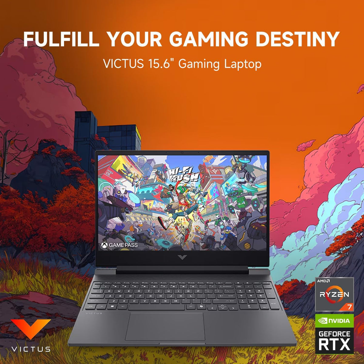 HP Victus RTX 4050 AI Gaming Laptop with Copilot, 15.6 FHD 144Hz, AMD Ryzen 7 7445HS(Beats Intel i7-13700), NVIDIA RTX 4050, 16GB DDR5 RAM, 1TB SSD, Backlit KB, Bundle with PCO Laptop Cooler