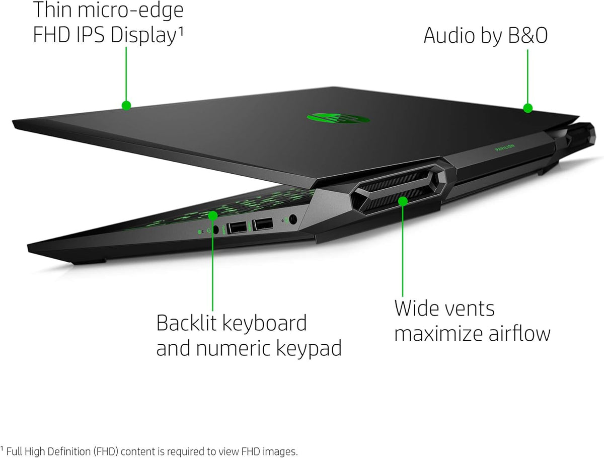 HP Pavilion Gaming 15.6-Inch Micro-EDGE Laptop, Intel Core i5-9300H Processor, NVIDIA GeForce GTX 1650 (4 GB), 8 GB SDRAM, 256 GB SSD, Windows 10 Home (15-dk0020nr, Shadow Black/Acid Green)