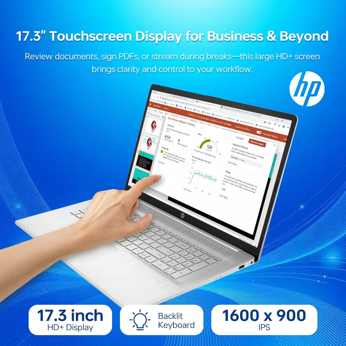 HP 17 Laptop, 17.3'' HD+ Touchscreen Display, 12th Gen Intel Core i7-1255U, 64GB RAM, 2TB SSD, Webcam, HDMI, SuperSpeed USB Ports, Wi-Fi 6, Windows 11 Home, Silver, TPN-I139_4V788AV