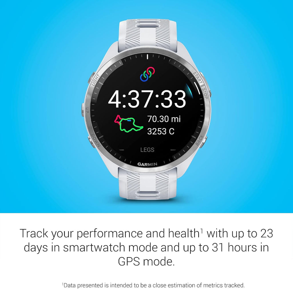 Garmin Forerunner® 965 Running Smartwatch, Colorful AMOLED Display, Training Metrics and Recovery Insights, Whitestone and Powder Gray
