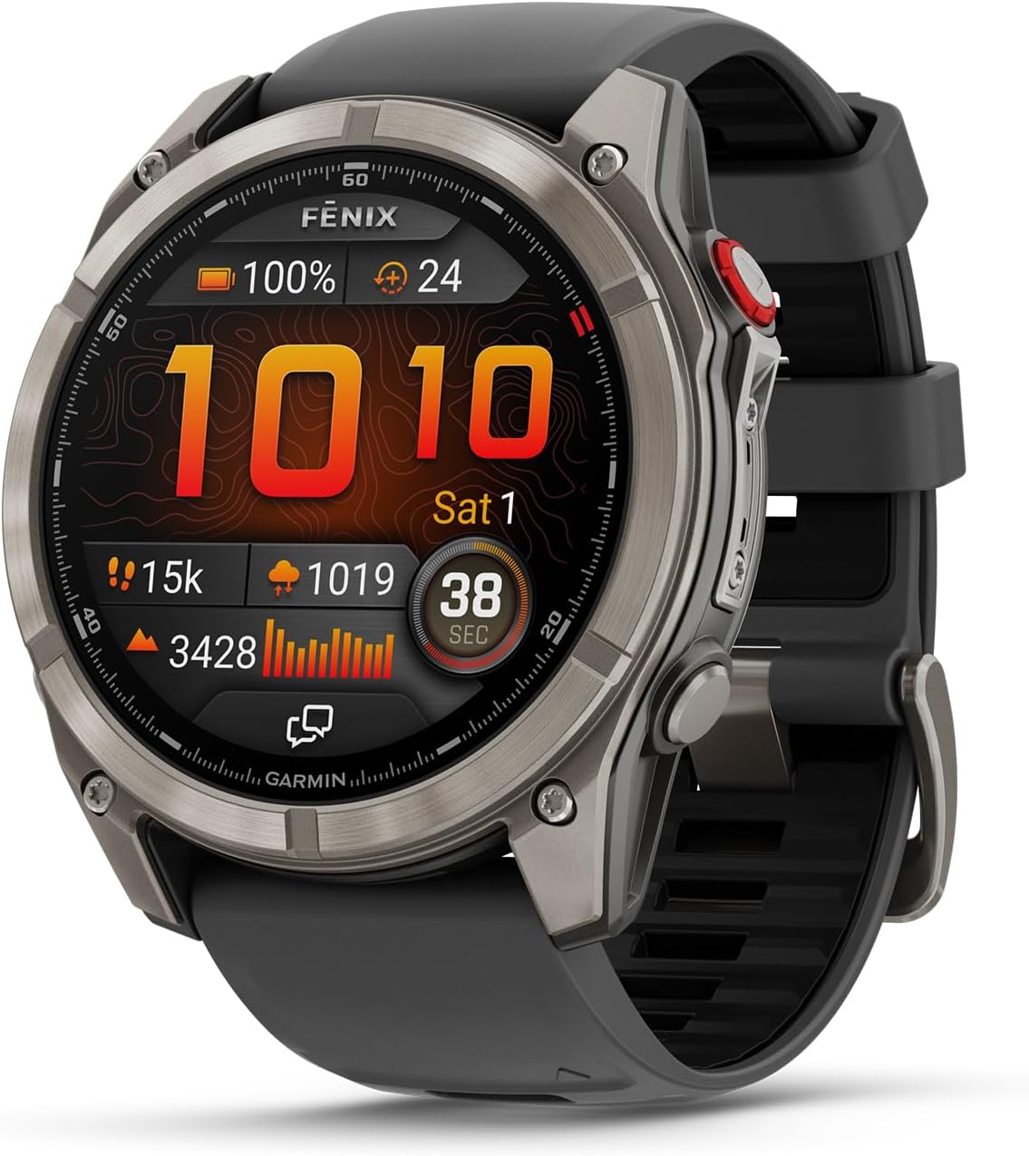 Garmin Fenix 8 Pro, 51mm, AMOLED Display, inReach Technology, Premium Connected Multisport Fitness Tracker GPS Smartwatch, Sapphire Titanium with Graphite/Black Silicone Band