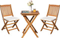 Greesum 3 Piece Patio Folding Furniture Bistro Set with 2 Chairs and Square Table for Pool Beach Backyard Balcony Porch Deck Garden,Acacia Wood