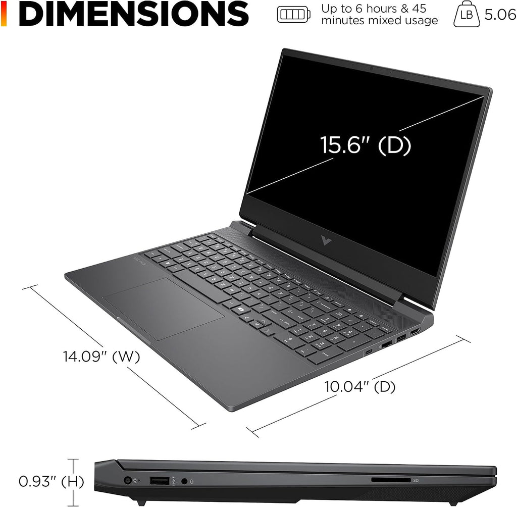 HP Victus 15.6 inch Gaming Laptop, 13th Generation Intel Core i5-13420H, 8 GB RAM, 512 GB SSD, NVIDIA GeForce RTX 2050 GPU (4 GB), Windows 11 Home, Mica Silver, 15-fa2500nr