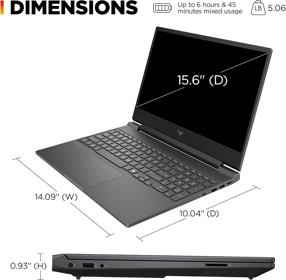HP Victus 15.6 inch Gaming Laptop, 13th Generation Intel Core i5-13420H, 8 GB RAM, 512 GB SSD, NVIDIA GeForce RTX 2050 GPU (4 GB), Windows 11 Home, Mica Silver, 15-fa2500nr
