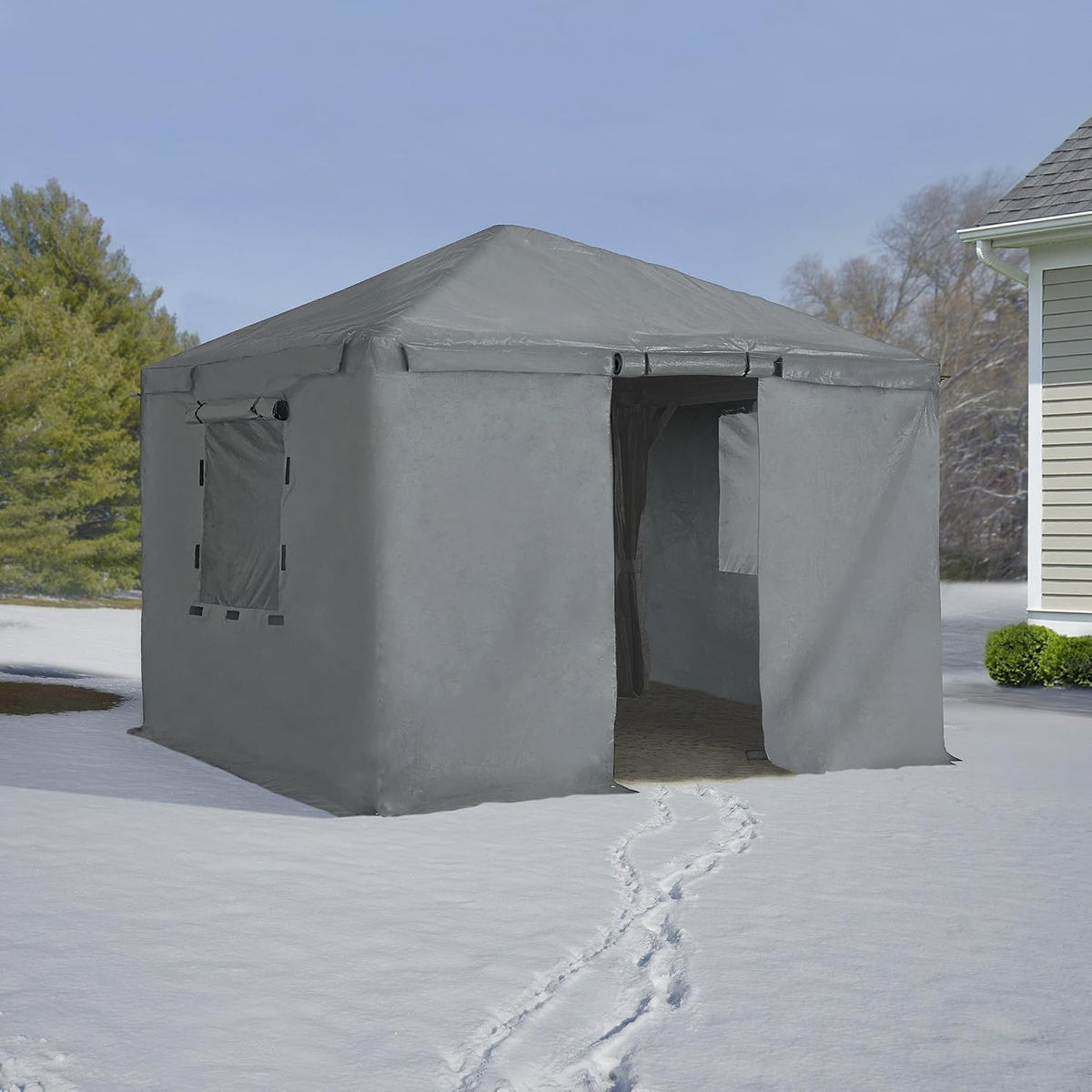 Sojag Winter Cover for Gazebos, Waterproof 8' x 8' Gazebo Accessory with Roll-Up Door, and Vented Panels, All-Season Outdoor Storage