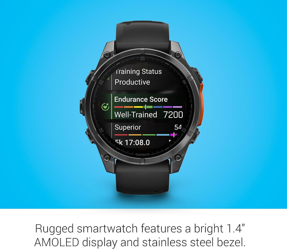 Garmin Fenix 8 Premium Multisport GPS Running Smartwatch, 47 mm, AMOLED, Dive-Rated, Built-in Flashlight, Slate Gray with Black Band with Signature Series Charging Stand