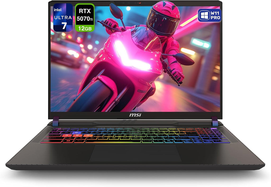 msi Vector 16 HX AI Gaming Laptop, Intel Ultra 7-255HX, 64 GB DDR5 RAM, 2 TB PCIe SSD, 16' FHD+ (1920x1200) 144Hz Display, Nvidia G-Force RTX 5070Ti, Backlit Keyboard, W11 Pro, Cosmo Gray