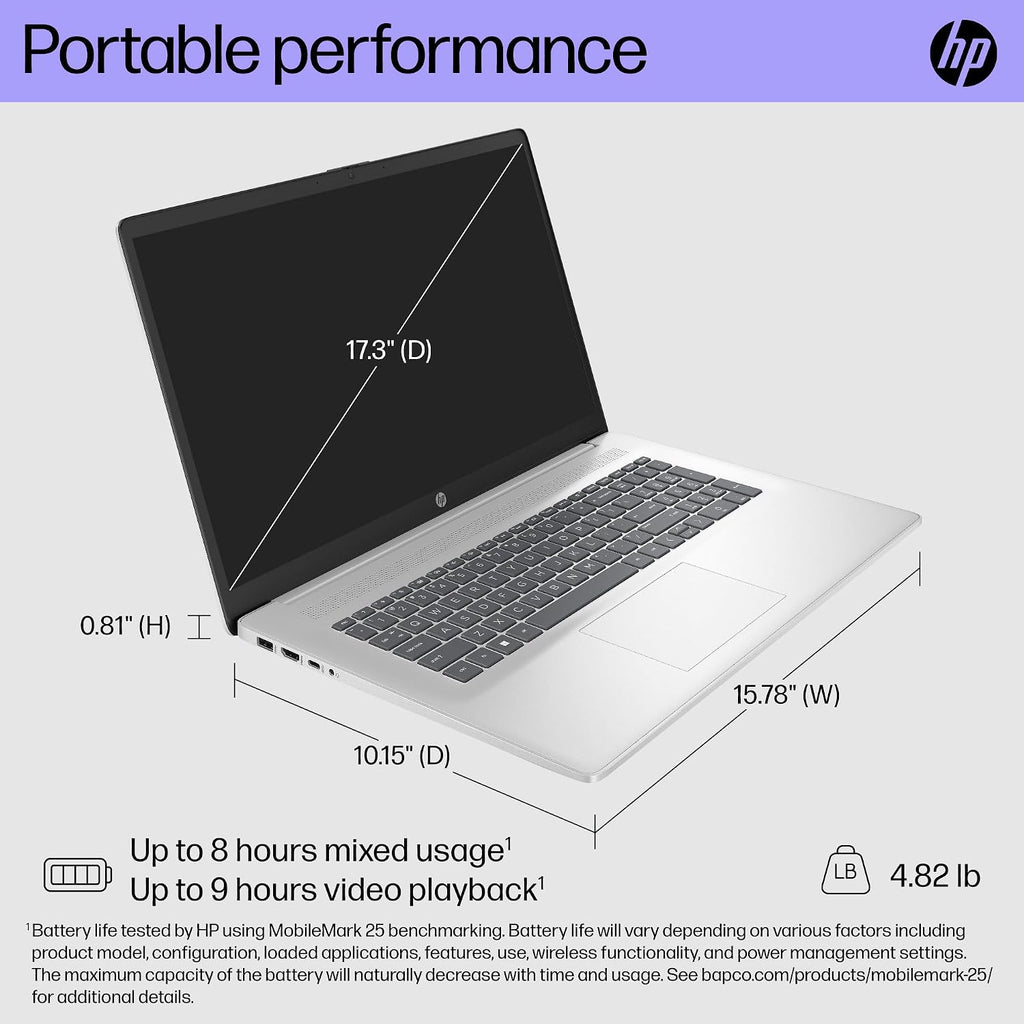 HP 17.3' Touchscreen Laptop Computer, 6-Cores AMD Ryzen 5, Windows 11, PLUSERA Earphones (16GB RAM | 1TB Storage)