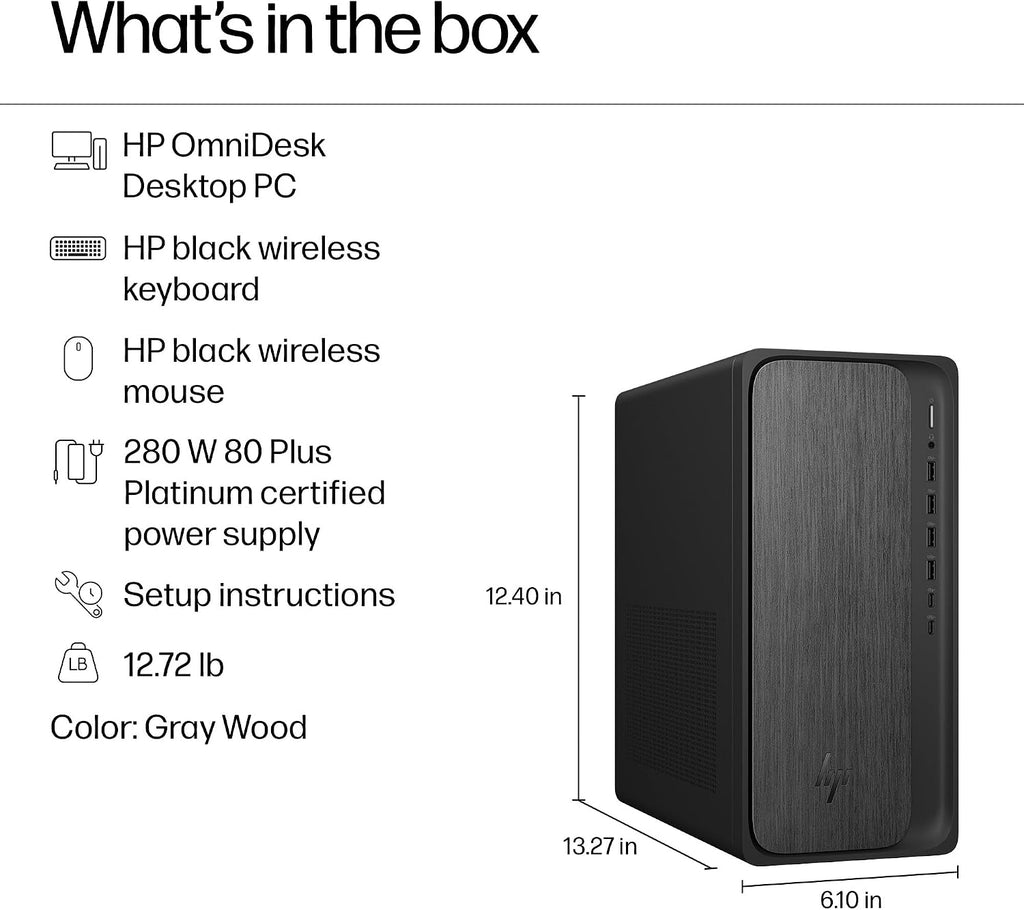 HP OmniDesk (Next-gen Envy) Tower Desktop Computer, AMD 6-Core Ryzen 7 8700G, 32GB DDR5, 2TB SSD, WiFi 6, Bluetooth 5.4, Dual 4K Support, Radeon 740M Graphics