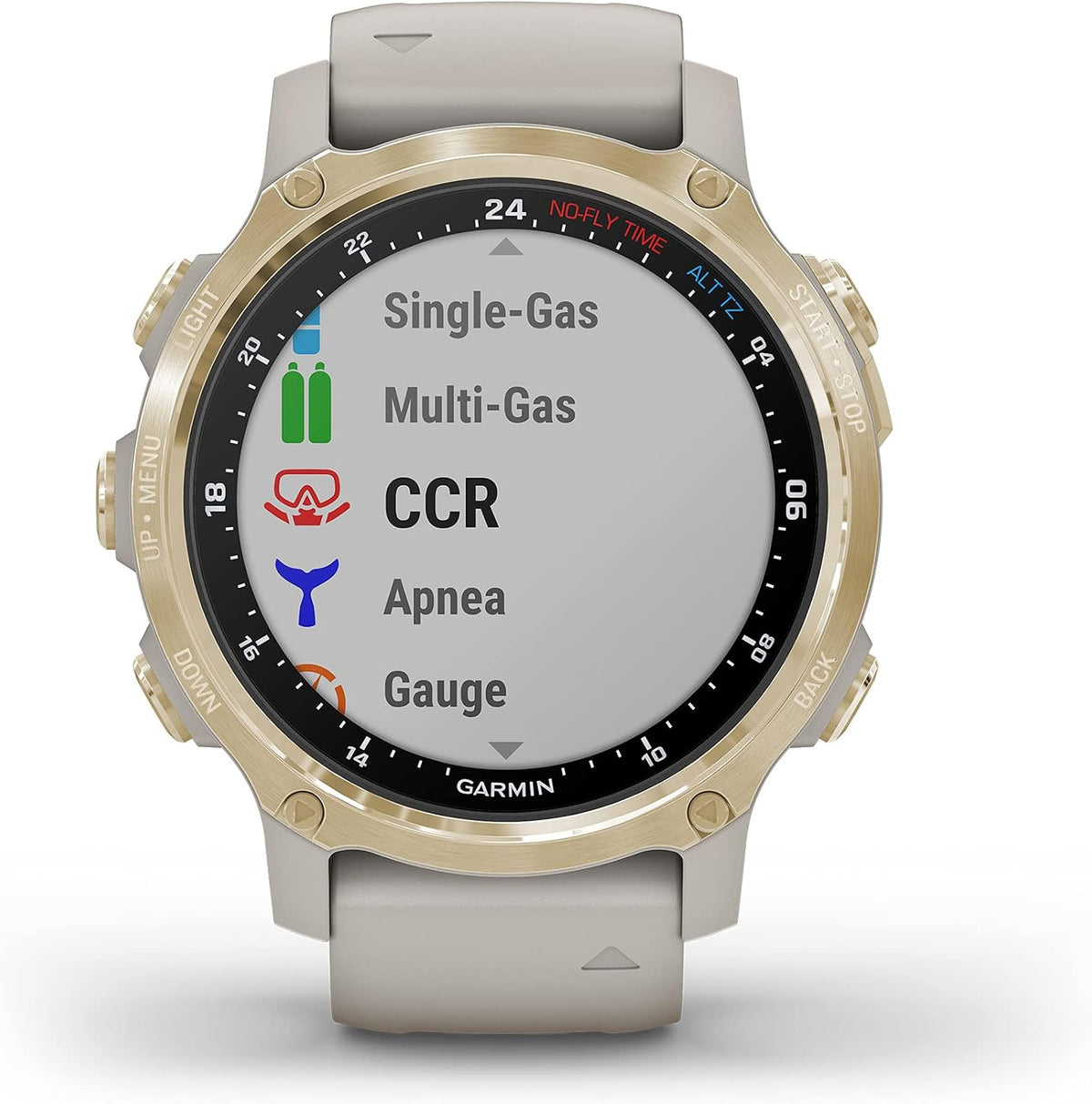 Garmin Descent Mk2S, Smaller-Sized Watch-Style Dive Computer, Multisport Training/Smart Features, Light Gold with Light Sand Silicone Band, (010-02403-00) (Renewed)