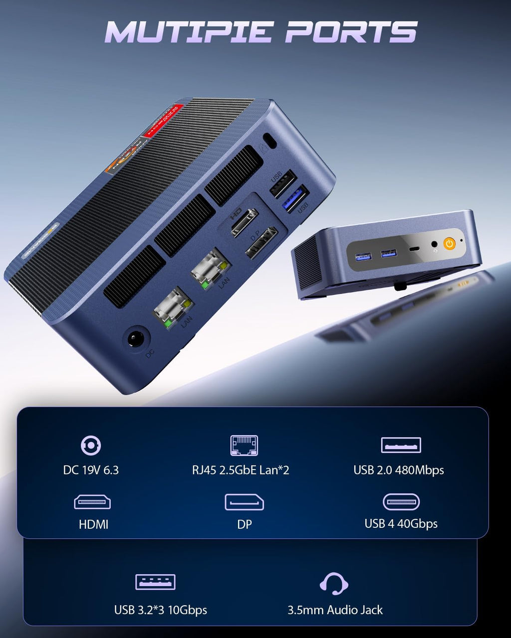 BOSGAME P3 Mix Mini PC, Mini Computers with Ryzen 5 7640HS (up to 5.0 GHz), 32GB DDR5, 1TB PCIe SSD, 4K Triple Display, USB 4.0, Dual 2.5G LAN & Wi-Fi 6E & BT5.2, Mini Desktop for Home Office