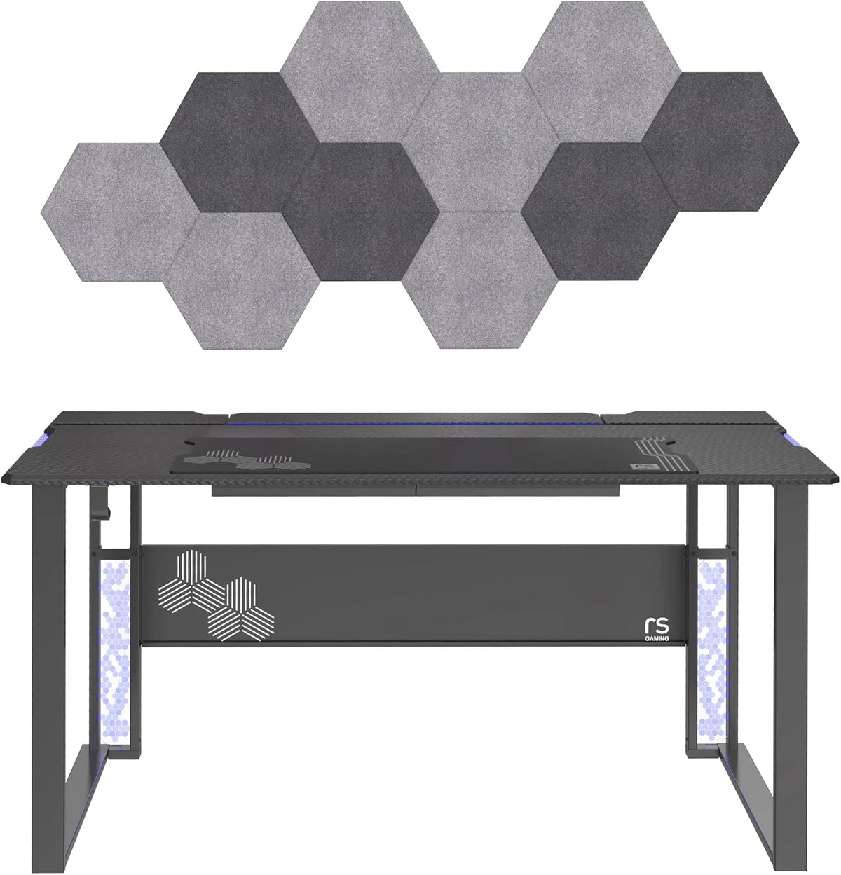 RS Gaming™ Mergence 60'W RGB Gaming Computer Desk With 10 Acoustic Panels, Black