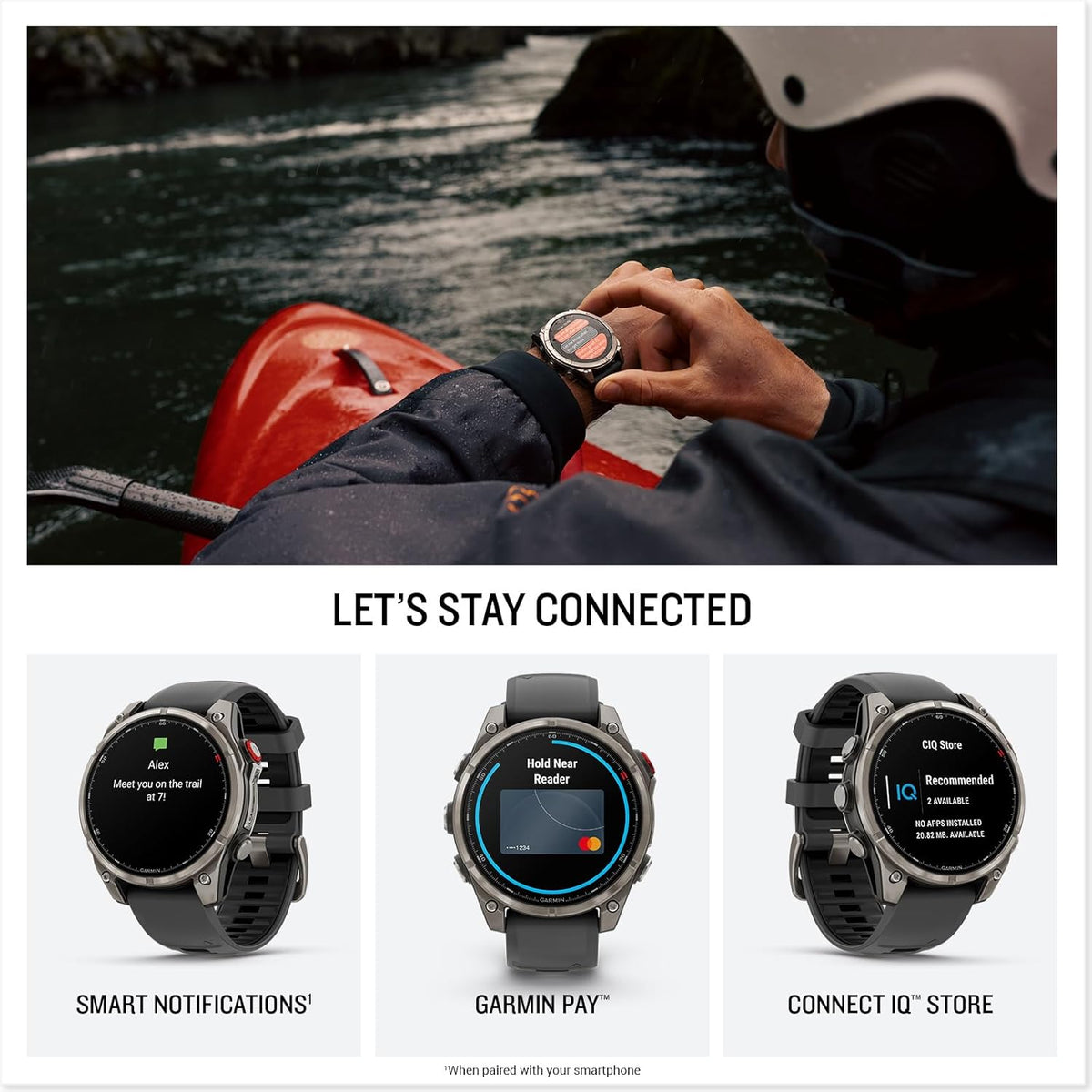 Garmin Fenix 8 Pro 47mm, inReach Technology, AMOLED Display, Premium Connected Multisport GPS Smartwatch, Sapphire, Titanium with Graphite/Black Silicone Band, Fitness Smart Watch Bundle
