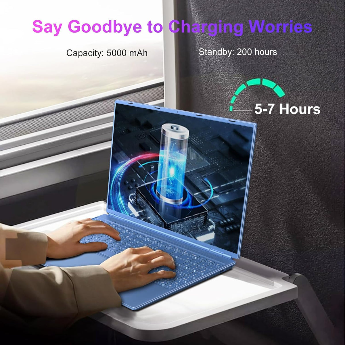 2025 16 Inch Gaming Laptop N5095 (Up to 2.9 GHz) 12GB+512GB SSD Support 1TB Expand Win 11 Laptops 1920 * 1200 FHD Screen 5G WiFi BT 4.2 Webcam Cooling Fan Numeric Keypad-Blue