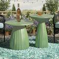 Round Small Patio Side Table Set of 2, Patio Accent End Table, Metal Steel Outdoor Side Table, for Garden, Pool, Yard, Balcony, Living Room, Deck, Weather Resistant, No Assembly