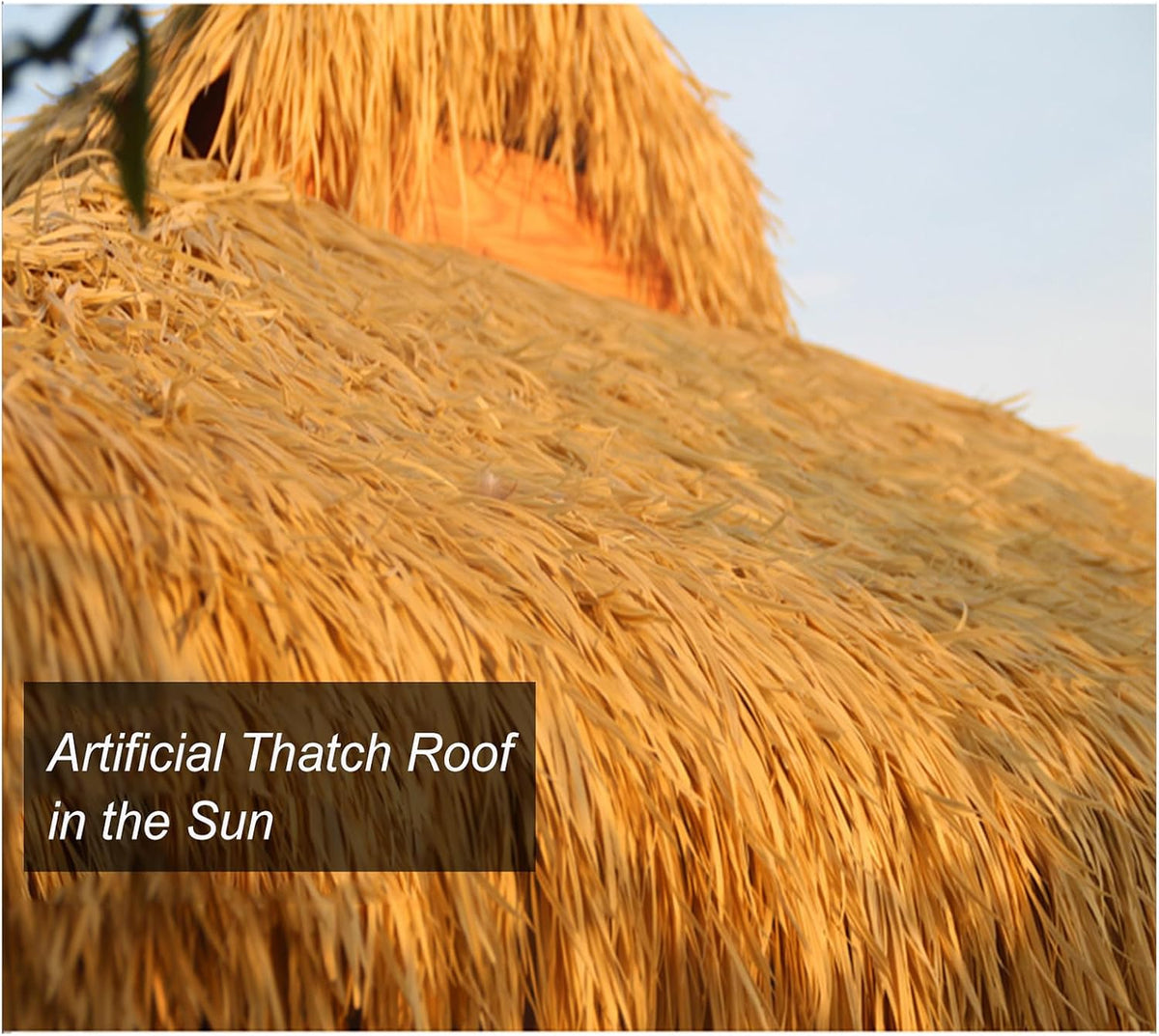 Simulation Thatch Roll Roofing Straw Tiles Artificial Palm Thatch Runner Fireproof and Anti-Aging for Outdoor Roof Pavilion Garden Tiki Bar Wooden House Decoration, 1-10m(Size:4m/13.1ft)