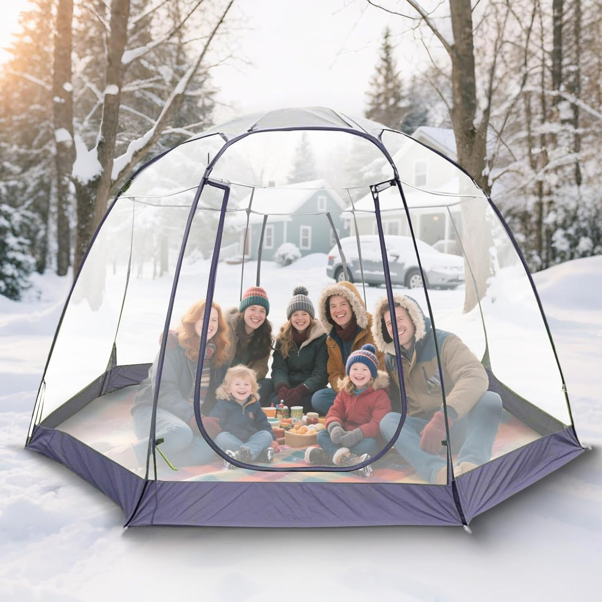 Screen Houses Pop-up Outdoor Camping Tent, 540 Degree Fully Transparent Non Dead Corner Gazebo