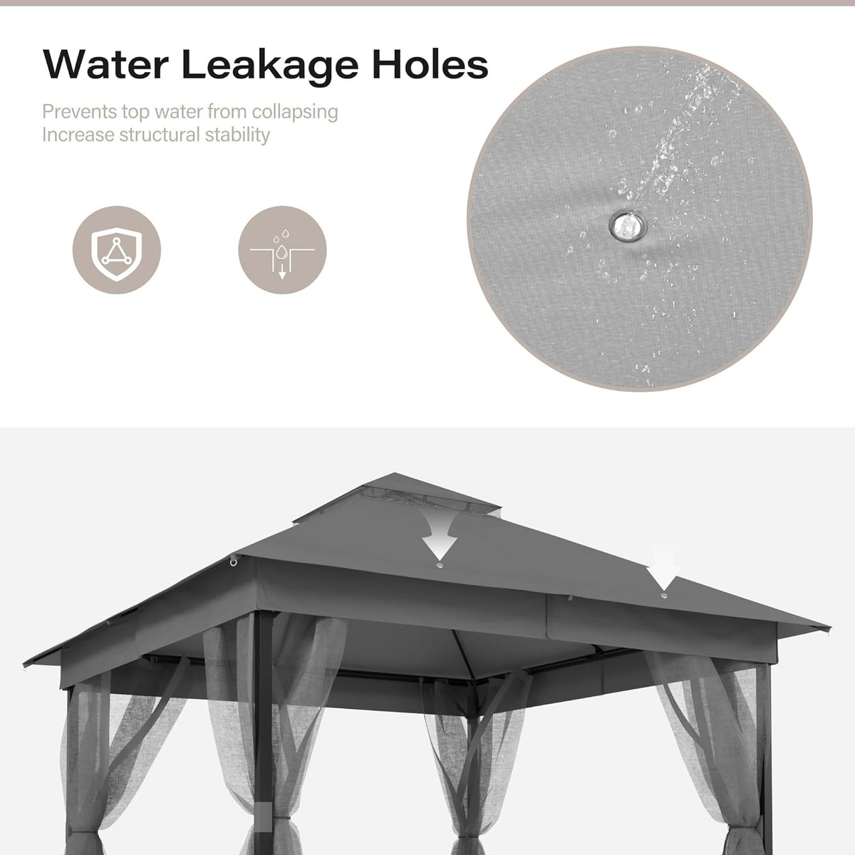 LAUSAINT HOME Patio Gazebo 10'x10', Outdoor Heavy Duty Party Tent Shelter with Double Roofs, Mosquito Nettings for Backyard, Garden, Lawn, Gray
