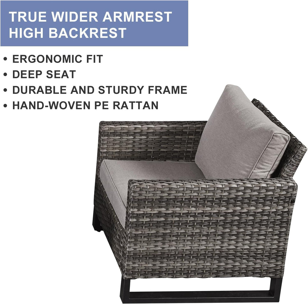 HUMMUH 5 Piece Patio Furniture Set,PE Wicker Patio Swivel Rocker Chairs Outdoor Chairs Set of 2 with Side Table for Porch,Garden,Backyard