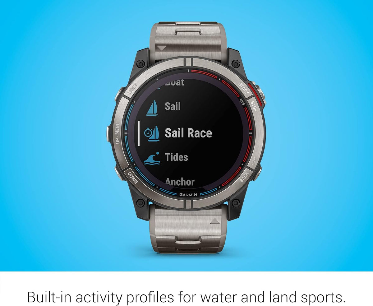 Garmin quatix® 7X Solar Edition, Marine GPS Smartwatch, Solar Charging Capabilities, Durable Watch with Flashlight, Tide Changes and Anchor Drag Alerts, Waypoint Marking