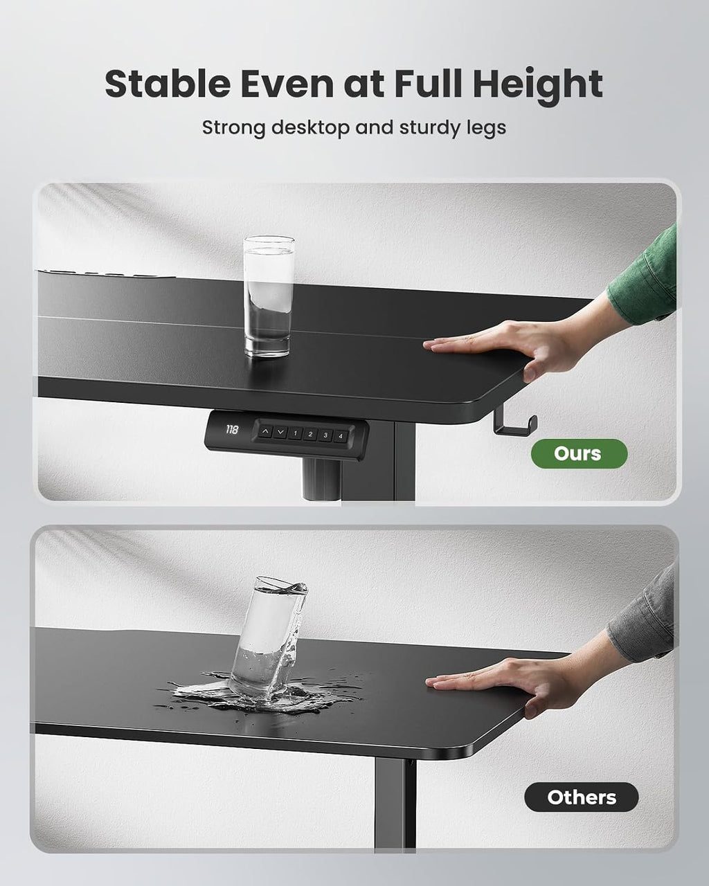Marsail Electric Standing Desk, Adjustable Height Stand up Desk, 48 x 24 Inches Sit Stand Home Office Desk, Computer Desk, Black