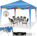 COBIZI 10x10 Pop Up Canopy Tent, Easy Up Canopy with 1-Button Push, Outdoor Canopy Tents with Wavy roof, Portable Canopy for Home, Camping, Outdoor Events, Black
