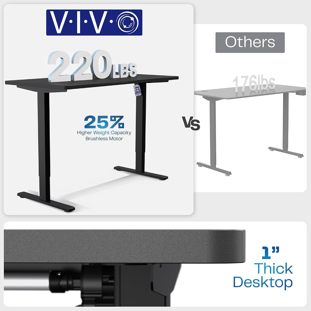 VIVO Electric 60 x 24 in Standing Desk with Full-Size RGB Mouse Pad, Memory Height Adjustment, 1B Series, Holds 220 lbs, Black Top Black Frame, DESK-KIT-1B6BP-24