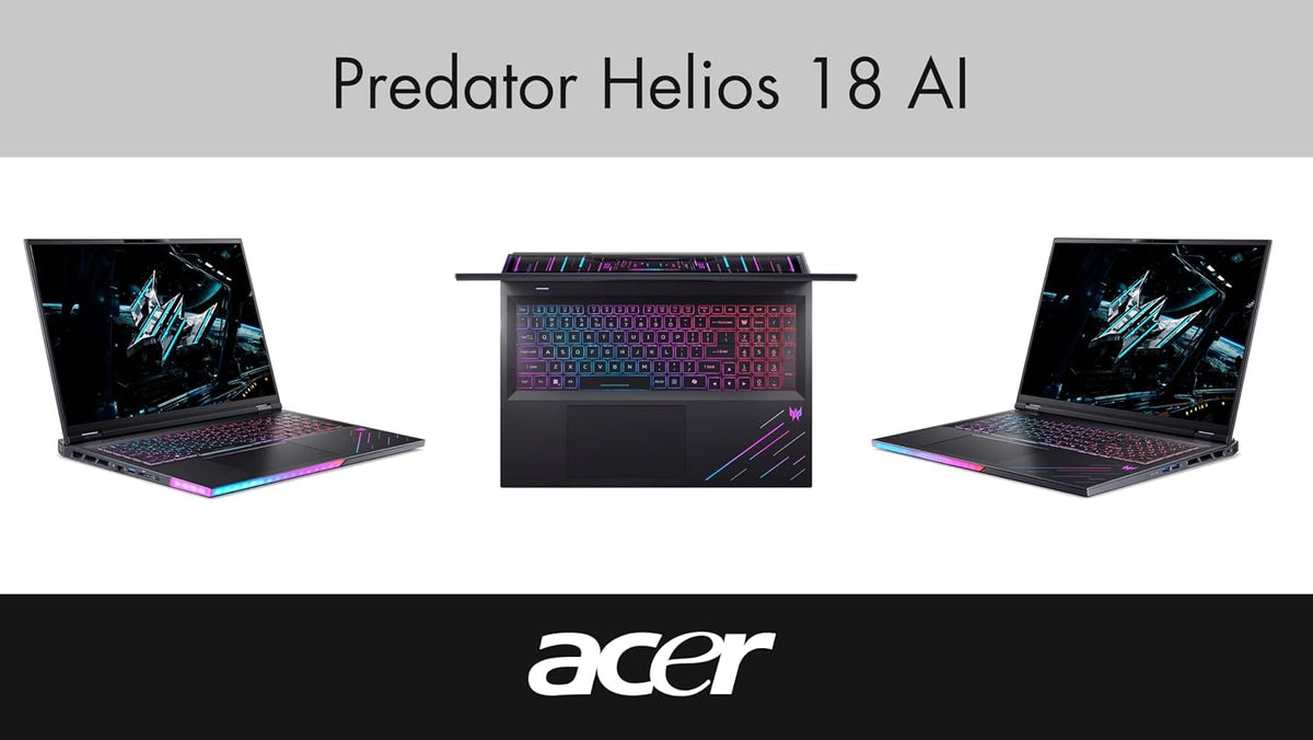 acer Predator Helios 18 AI Gaming Laptop 18' 250Hz 1000 nits Mini-LED WQXGA (Intel Ultra 9-275HX, GeForce RTX 5080 16GB, 64GB DDR5, 8TB SSD, 2 Thunderbolt 5, Win 11 Home) w/DKZ USB Port Expander